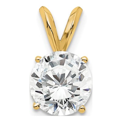 14K Yellow Gold 1 ct tw Lab-Grown Diamond Certified Round Four Prong Solitaire Pendant