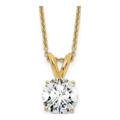 14K Yellow Gold 1 ct tw Lab-Grown Diamond Certified Round Four Prong Solitaire Necklace