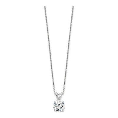 14K White Gold 1 ct tw Lab-Grown Diamond Certified Round Four Prong Solitaire Necklace – view 2