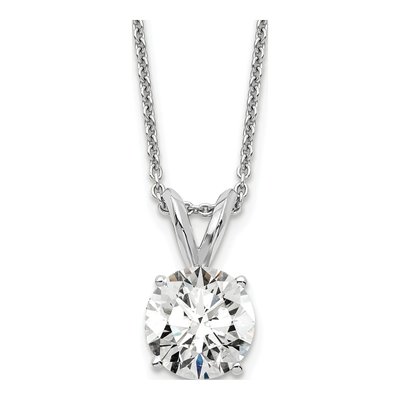 14K White Gold 1 ct tw Lab-Grown Diamond Certified Round Four Prong Solitaire Necklace