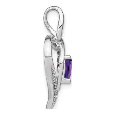 Sterling Silver Amethyst & Diamond Heart Pendant – view 3