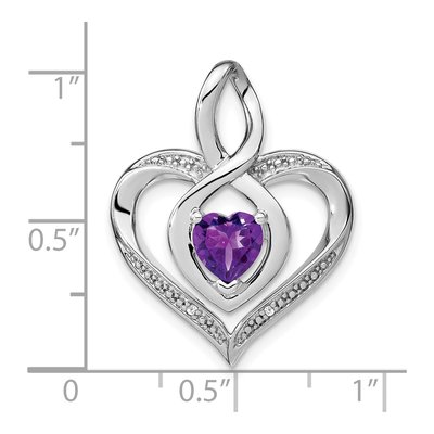 Sterling Silver Amethyst & Diamond Heart Pendant – view 4