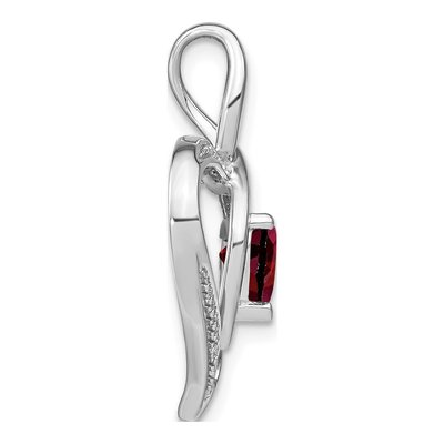 Sterling Silver Garnet & Diamond Heart Pendant – view 3