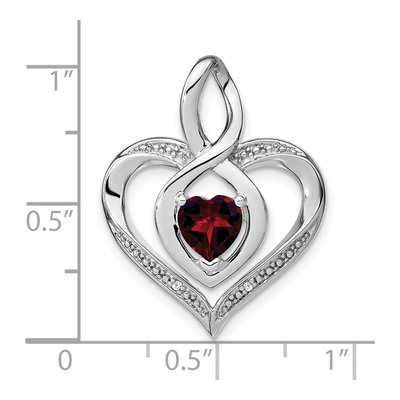 Sterling Silver Garnet & Diamond Heart Pendant – view 4