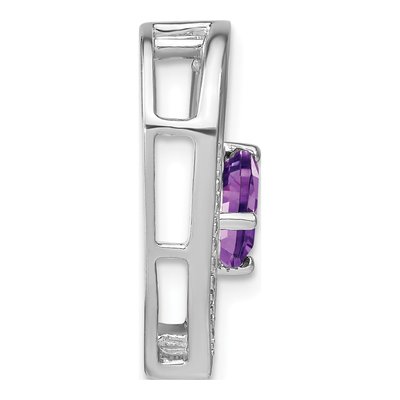 Sterling Silver Amethyst & Diamond Heart Pendant – view 3