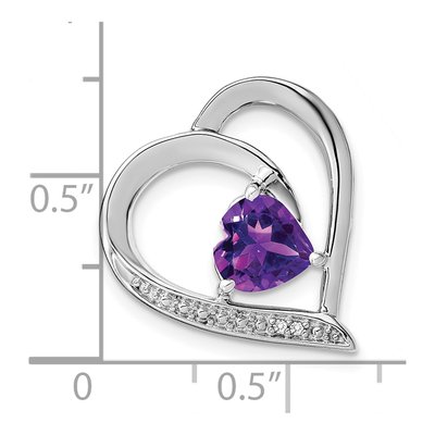 Sterling Silver Amethyst & Diamond Heart Pendant – view 4