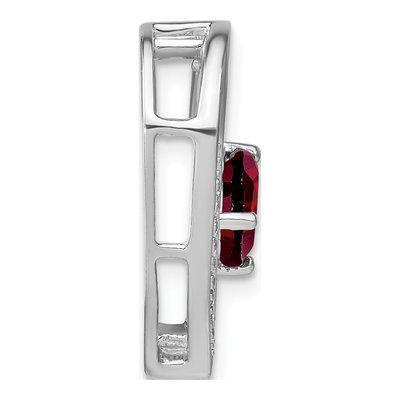 Sterling Silver Garnet & Diamond Heart Pendant – view 3