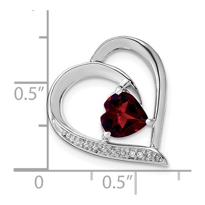 Sterling Silver Garnet & Diamond Heart Pendant – view 4