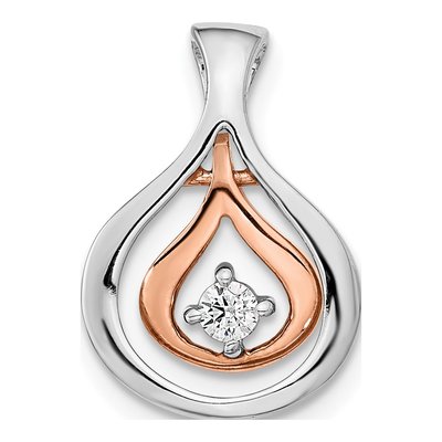 14K Two-Tone Gold 1/15 ct tw Diamond Fancy Slide Pendant
