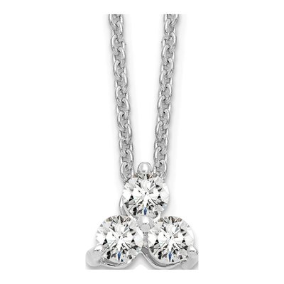 14K White Gold 1/4 ct tw Lab-Grown Diamond Cluster Necklace