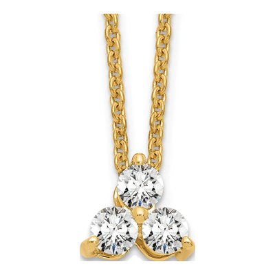 14K Yellow Gold 1/4 ct tw Lab-Grown Diamond Cluster Necklace