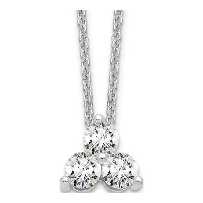 14K White Gold 3/8 ct tw Lab-Grown Diamond Cluster Necklace