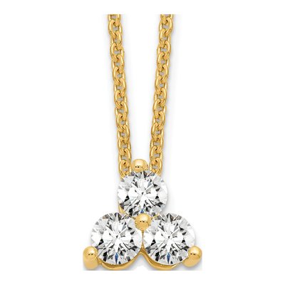 14K Yellow Gold 3/8 ct tw Lab-Grown Diamond Cluster Necklace