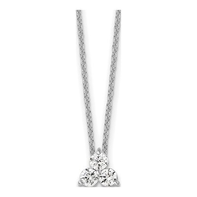 14K White Gold 3/4 ct tw Lab-Grown Diamond Cluster Necklace