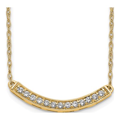 10K Yellow Gold 1/6 ct tw Diamond Curved Bar Necklace