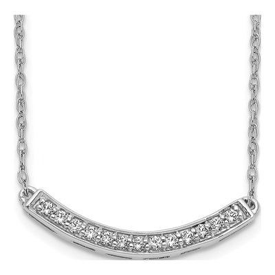 14K White Gold 1/6 ct tw Diamond Curved Bar Necklace