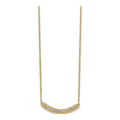 14K Yellow Gold 1/6 ct tw Diamond Curved Bar Necklace – view 3