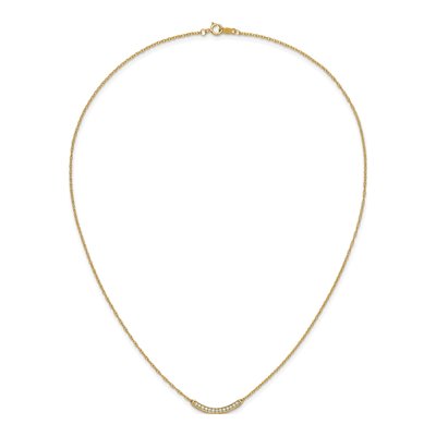 14K Yellow Gold 1/6 ct tw Diamond Curved Bar Necklace – view 5