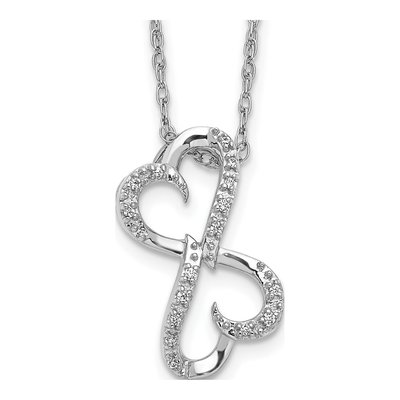 14K White Gold 1/20 ct tw Diamond Heart Infinity Pendant Necklace