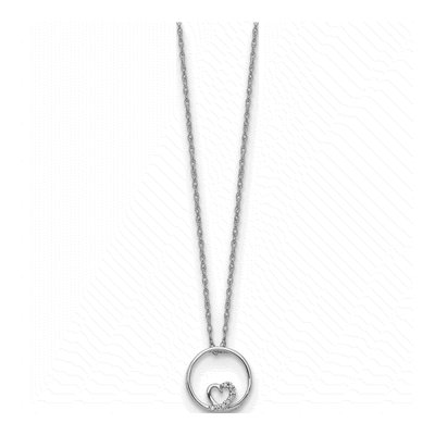 14K White Gold Diamond Heart Circle Pendant Necklace – view 3