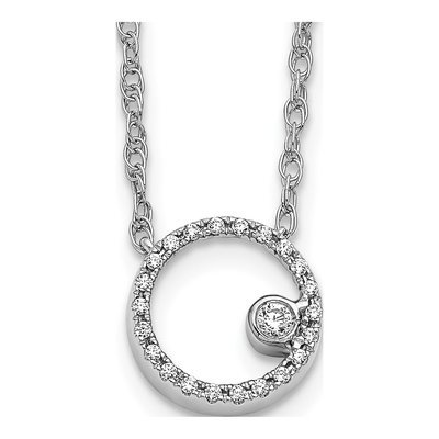 14K White Gold 1/10 ct tw Diamond Open Circle Necklace