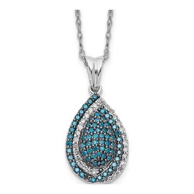 14K White Gold 1/2 ct tw Diamond Teardrop Pendant Necklace