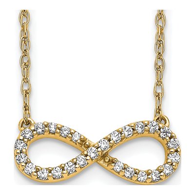 10K Yellow Gold 1/6 ct tw Diamond Infinity Pendant Necklace