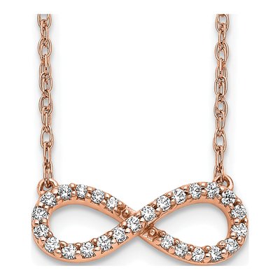 14K Rose Gold 1/6 ct tw Diamond Infinity Necklace