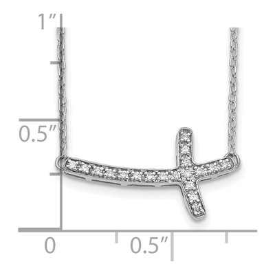 10K White Gold 1/10 ct tw Diamond Sideways Cross Pendant Necklace – view 3