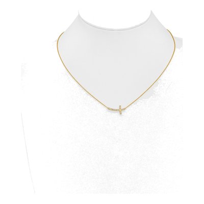 10K Yellow Gold 1/10 ct tw Diamond Sideways Cross Pendant Necklace – view 4