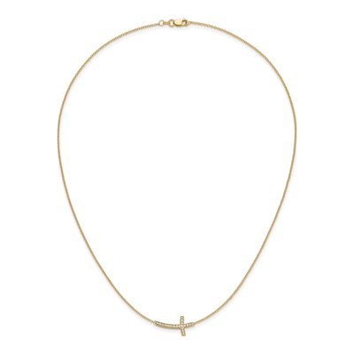 10K Yellow Gold 1/10 ct tw Diamond Sideways Cross Pendant Necklace – view 5