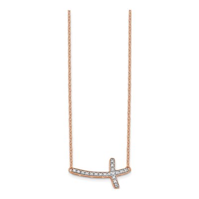 14K Rose Gold 1/10 ct tw Diamond Sideways Cross Necklace – view 2