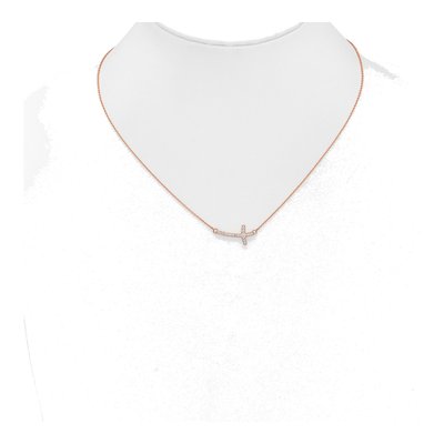 14K Rose Gold 1/10 ct tw Diamond Sideways Cross Necklace – view 3