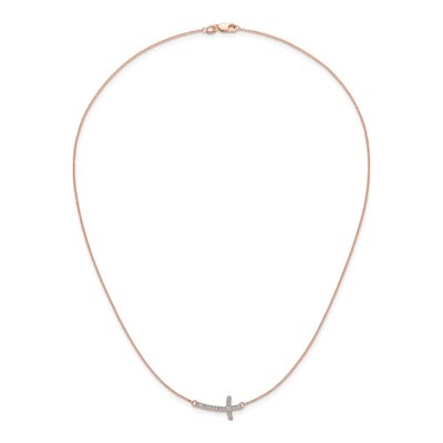 14K Rose Gold 1/10 ct tw Diamond Sideways Cross Necklace – view 4