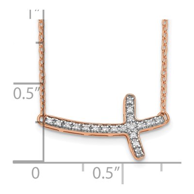 14K Rose Gold 1/10 ct tw Diamond Sideways Cross Necklace – view 5