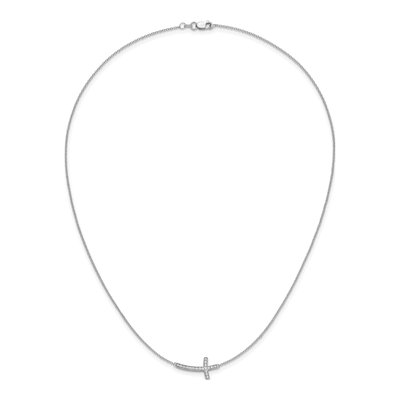 14K White Gold 1/10 ct tw Diamond Sideways Cross Necklace – view 5