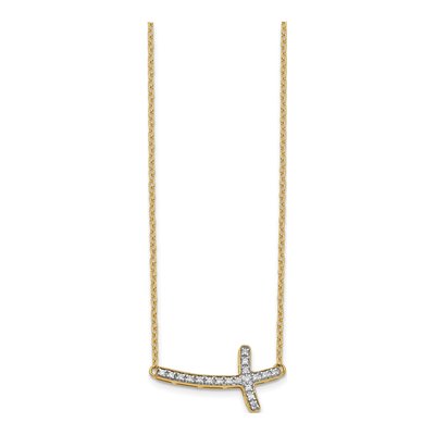 14K Yellow Gold 1/10 ct tw Diamond Sideways Cross Necklace – view 3