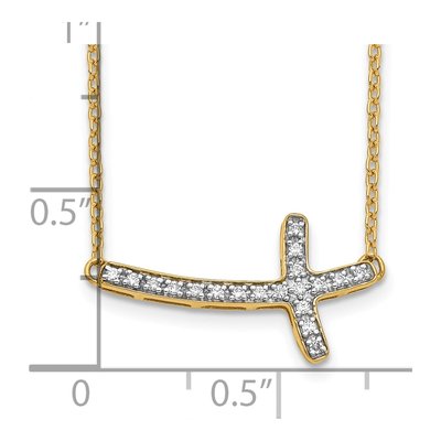 14K Yellow Gold 1/10 ct tw Diamond Sideways Cross Necklace – view 6