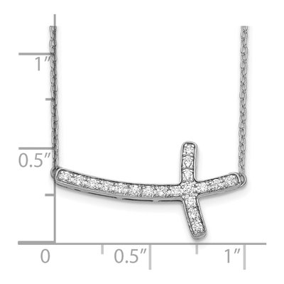 10K White Gold 1/4 ct tw Diamond Sideways Cross Pendant Necklace – view 3
