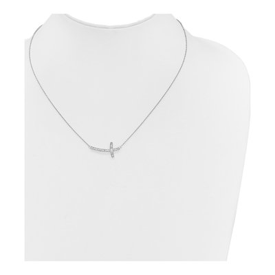 10K White Gold 1/4 ct tw Diamond Sideways Cross Pendant Necklace – view 4