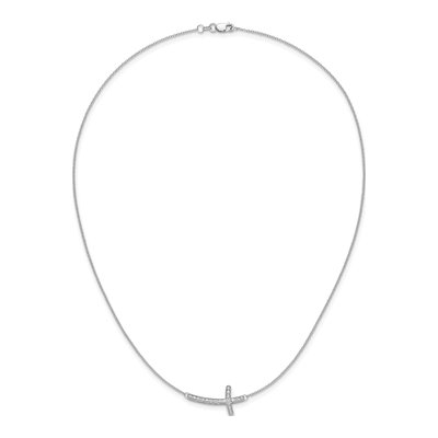 10K White Gold 1/4 ct tw Diamond Sideways Cross Pendant Necklace – view 5