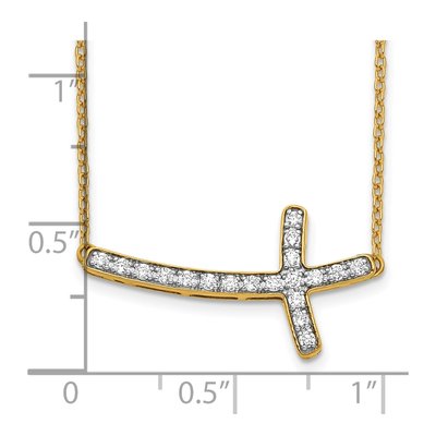 10K Yellow Gold 1/4 ct tw Diamond Sideways Cross Pendant Necklace – view 3