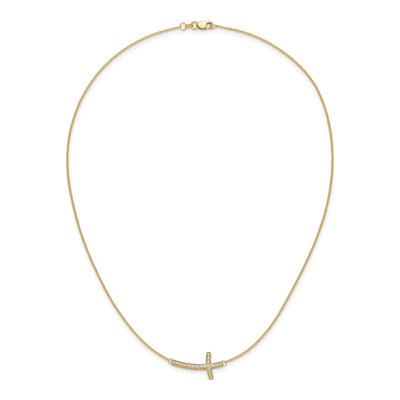 10K Yellow Gold 1/4 ct tw Diamond Sideways Cross Pendant Necklace – view 5