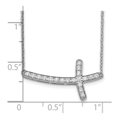 14K White Gold 1/5 ct tw Lab-Grown Diamond Sideways Cross Necklace – view 4