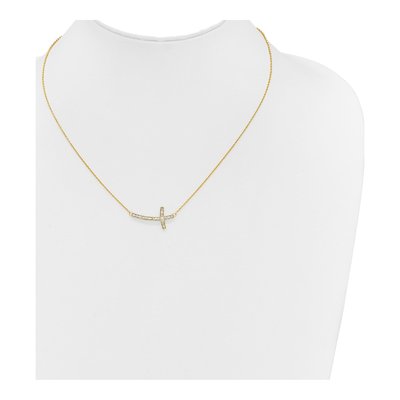 14K Yellow Gold 1/4 ct tw Diamond Sideways Cross Necklace – view 4