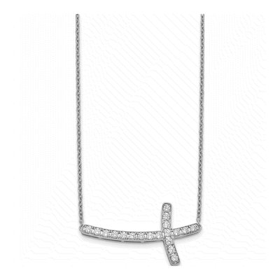 10K White Gold 1/2 ct tw Diamond Sideways Cross Pendant Necklace – view 2