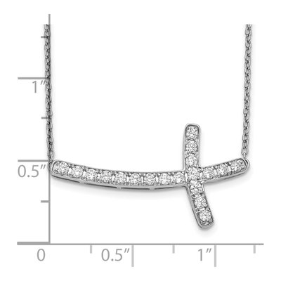 10K White Gold 1/2 ct tw Diamond Sideways Cross Pendant Necklace – view 3