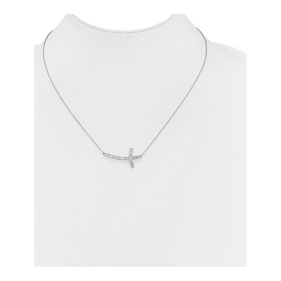 10K White Gold 1/2 ct tw Diamond Sideways Cross Pendant Necklace – view 4