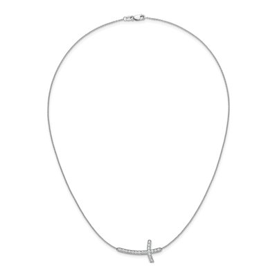 10K White Gold 1/2 ct tw Diamond Sideways Cross Pendant Necklace – view 5