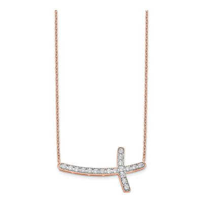 14K Rose Gold 1/2 ct tw Lab-Grown Diamond Sideways Cross Necklace – view 3